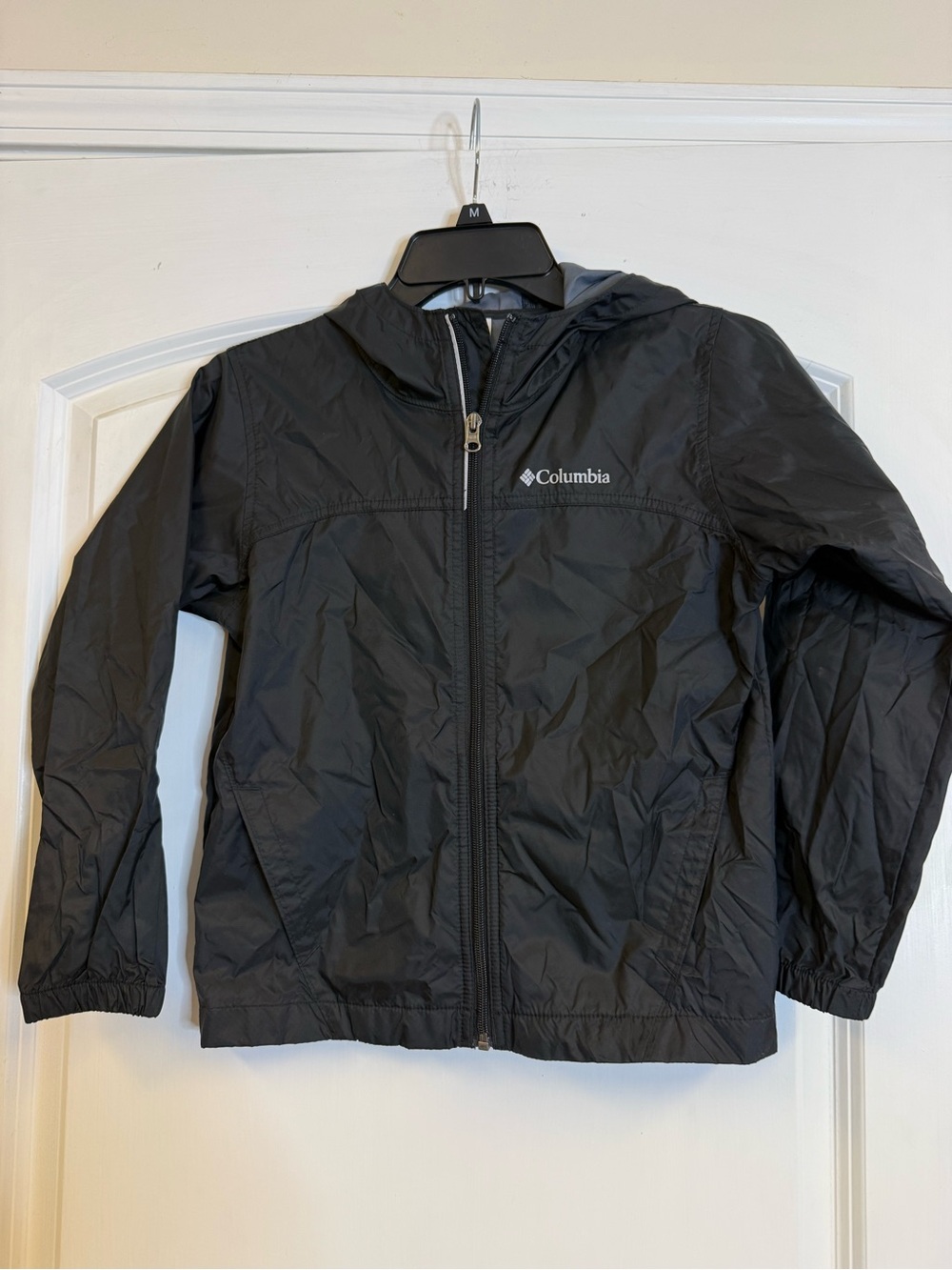 Columbia Boys Glennaker Black Hooded Rain Jacket Windbreaker